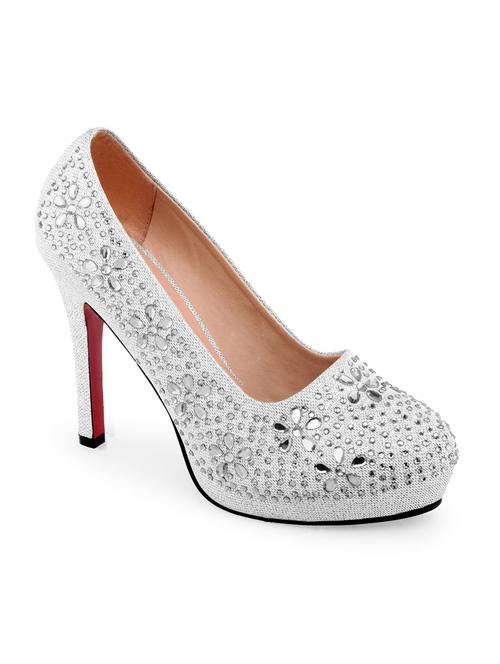 silver leatherette pumps - 10348014 - Very Small Image - 1