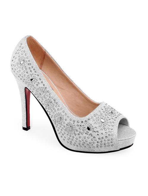 silver embellished leatherette sandal - 10348023 - Very Small Image - 1