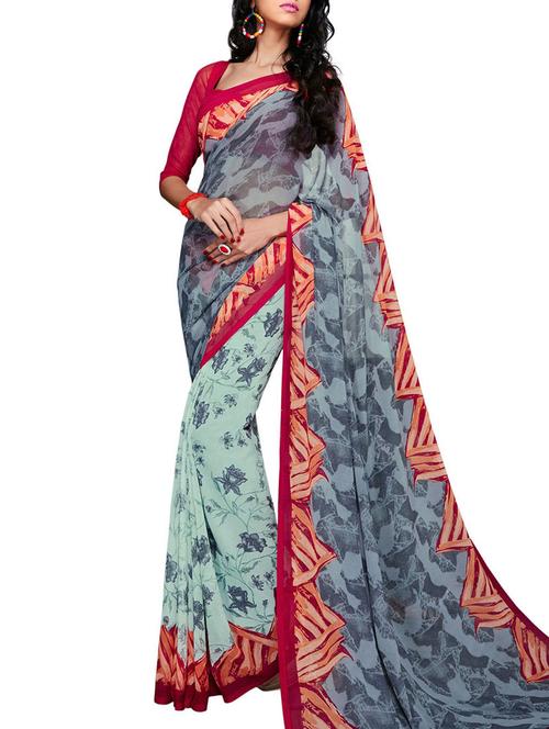 varni fabrics purple faux georgette saree - 10351024 - Very Small Image - 1