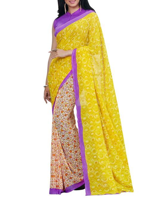 varni fabrics red faux georgette saree - 10351043 - Very Small Image - 1