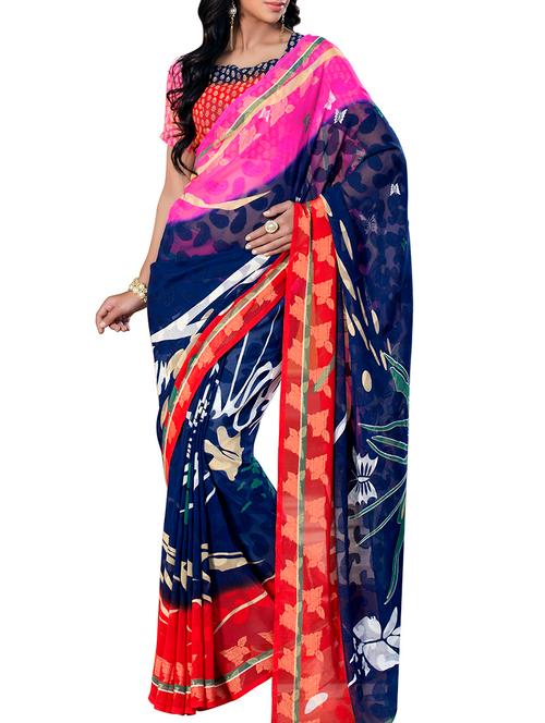 varni fabrics white viscose saree - 10351050 - Very Small Image - 1