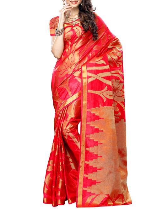 red silk blend saree - 10352325 - Very Small Image - 1
