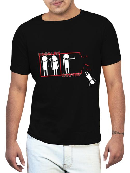 black colored cotton printed t- shirt - 10361932 - Very Small Image - 1