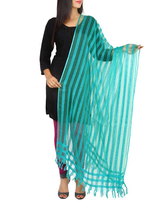 turquoise silk dupatta - 10362439 - Very Small Image - 1