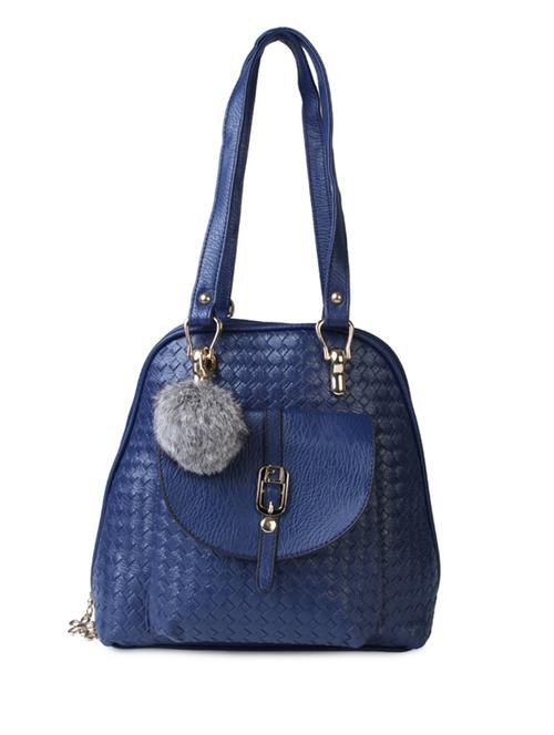 blue leatherette textured handbag - 10362494 - Very Small Image - 1