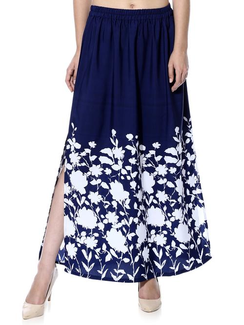 navy blue & white crepe skater skirts - 10362645 - Very Small Image - 1