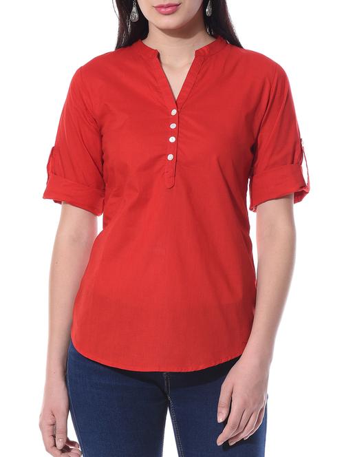 red cotton regular top - 10363758 - Very Small Image - 1