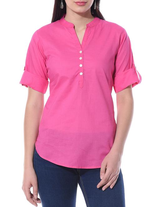 pink cotton regular top - 10363759 - Very Small Image - 1
