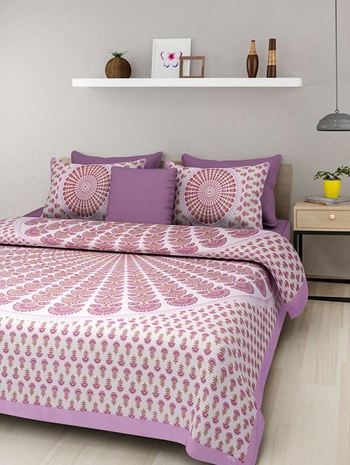 cotton jaipuri traditional double bedsheet with 2 pillwo cover - 10364289 - Very Small Image - 1
