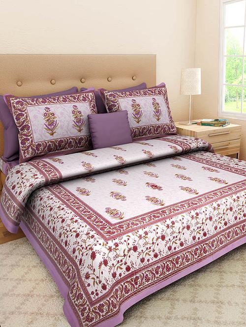 cotton jaipuri traditional double bedsheet with 2 pillwo cover - 10364290 - Very Small Image - 1
