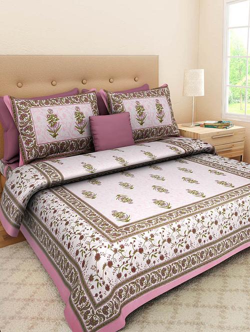 cotton jaipuri traditional double bedsheet with 2 pillwo cover - 10364291 - Very Small Image - 1