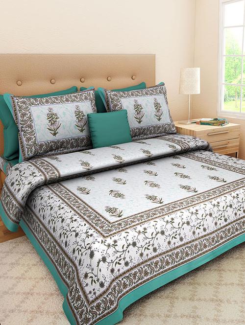 cotton jaipuri traditional double bedsheet with 2 pillwo cover - 10364293 - Very Small Image - 1