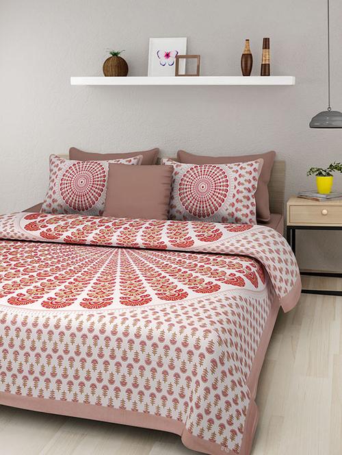 cotton jaipuri traditional double bedsheet with 2 pillwo cover - 10364316 - Very Small Image - 1