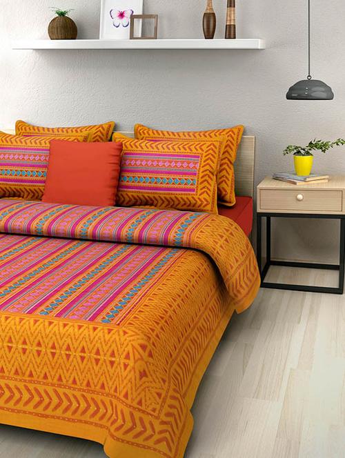 cotton jaipuri traditional double bedsheet with 2 pillwo cover - 10364318 - Very Small Image - 1
