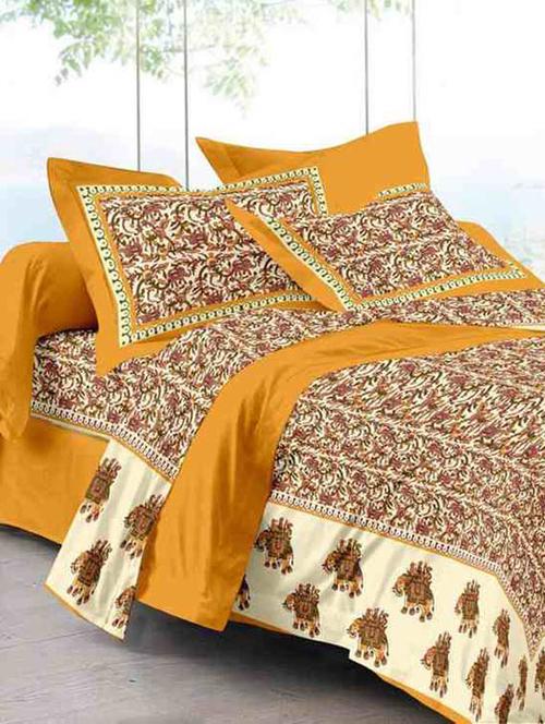 cotton jaipuri traditional double bedsheet with 2 pillwo cover - 10364358 - Very Small Image - 1