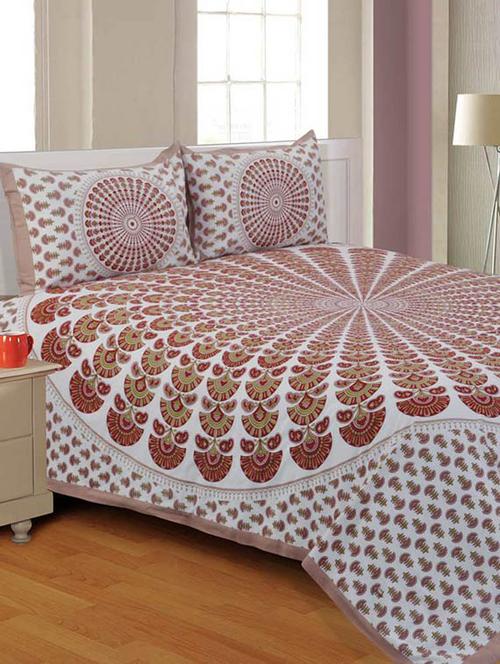 cotton jaipuri traditional double bedsheet with 2 pillwo cover - 10364367 - Very Small Image - 1