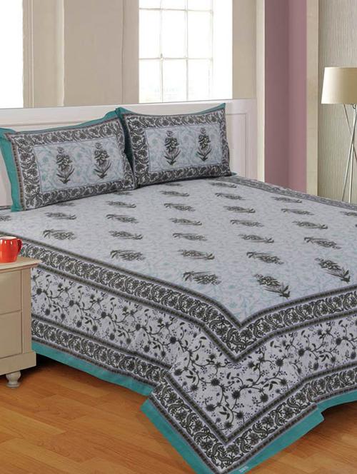 cotton jaipuri traditional double bedsheet with 2 pillwo cover - 10364368 - Very Small Image - 1