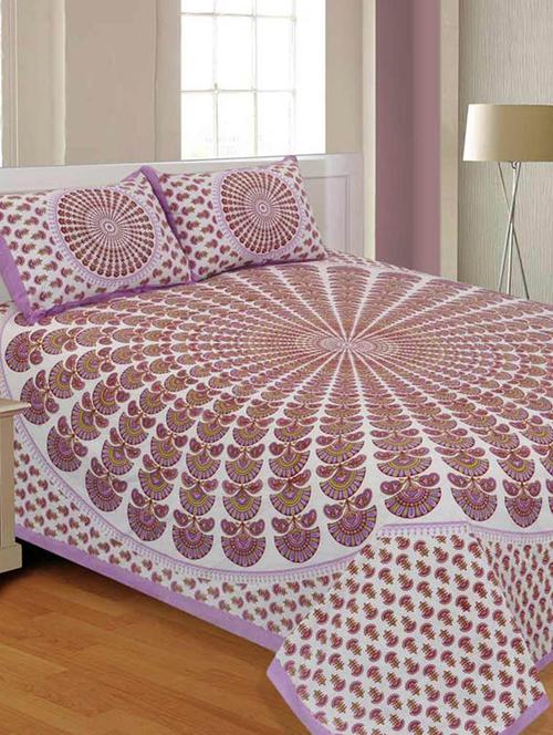 cotton jaipuri traditional double bedsheet with 2 pillwo cover - 10364370 - Very Small Image - 1