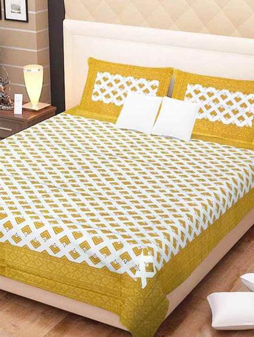 cotton jaipuri traditional double bedsheet with 2 pillwo cover - 10364373 - Very Small Image - 1