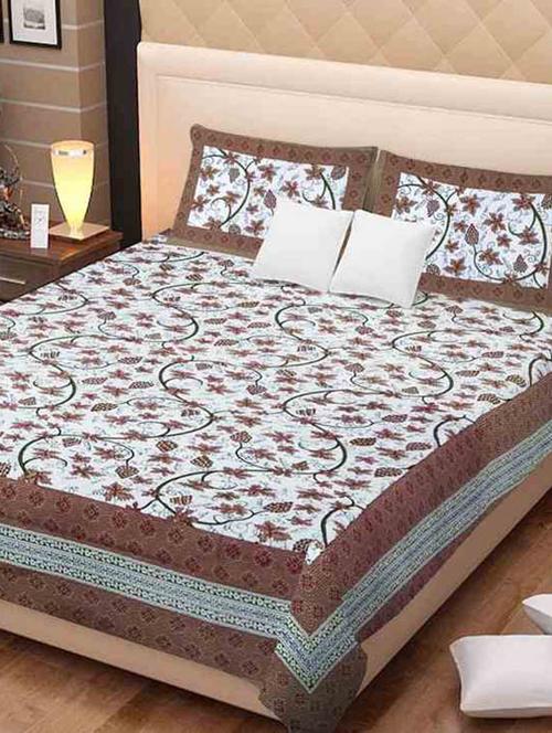 cotton jaipuri traditional double bedsheet with 2 pillwo cover - 10364378 - Very Small Image - 1