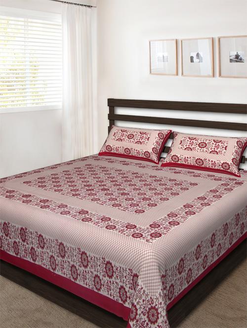cotton jaipuri traditional double bedsheet with 2 pillwo cover - 10364409 - Very Small Image - 1