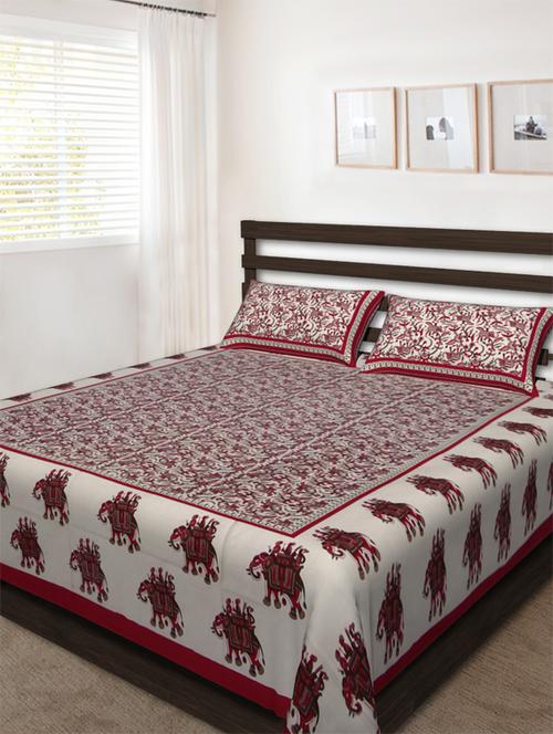 cotton jaipuri traditional double bedsheet with 2 pillwo cover - 10364413 - Very Small Image - 1