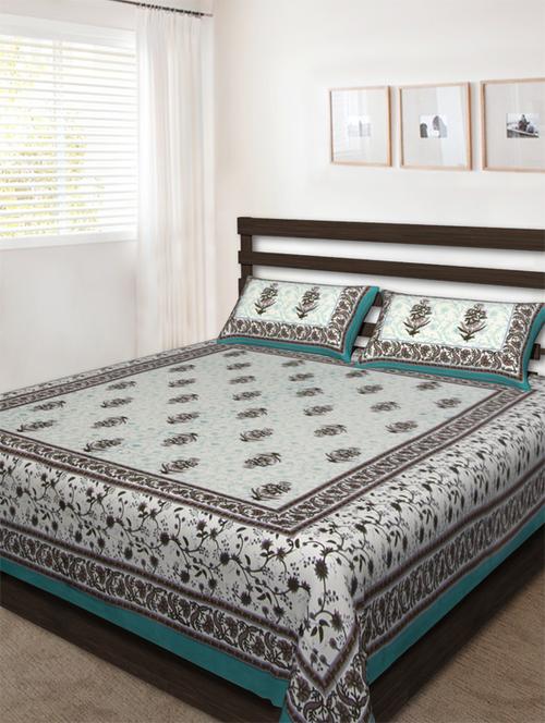 cotton jaipuri traditional double bedsheet with 2 pillwo cover - 10364419 - Very Small Image - 1