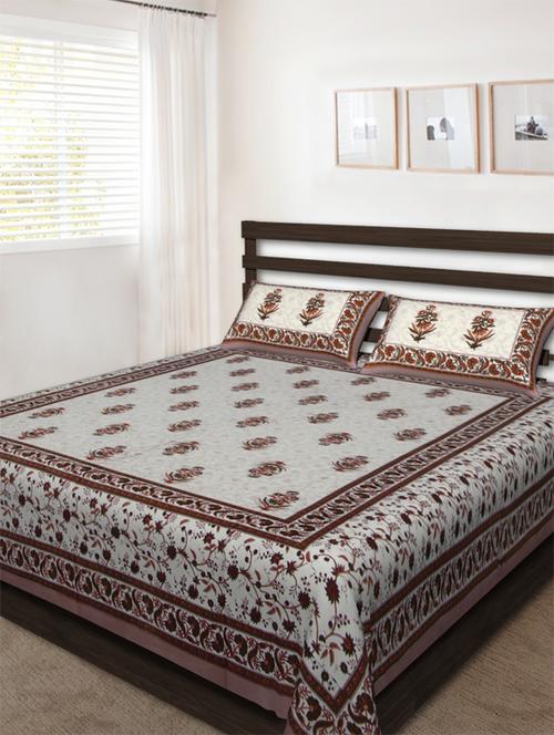 cotton jaipuri traditional double bedsheet with 2 pillwo cover - 10364420 - Very Small Image - 1