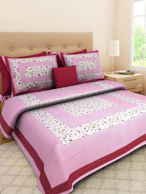 cotton jaipuri traditional double bedsheet with 2 pillwo cover - 10364424 - Very Small Image - 1
