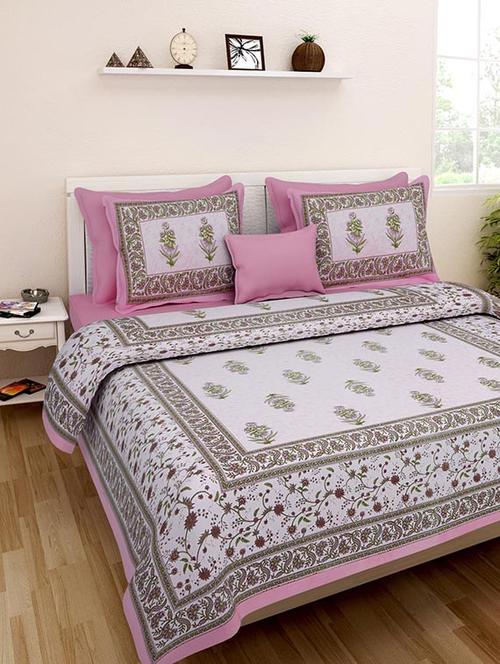 cotton jaipuri traditional double bedsheet with 2 pillwo cover - 10364426 - Very Small Image - 1