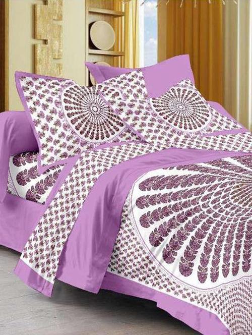 cotton jaipuri traditional double bedsheet with 2 pillwo cover - 10364431 - Very Small Image - 1