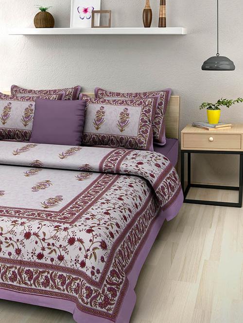 cotton jaipuri traditional double bedsheet with 2 pillwo cover - 10364447 - Very Small Image - 1