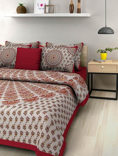 cotton jaipuri traditional double bedsheet with 2 pillwo cover - 10364492 - Very Small Image - 1