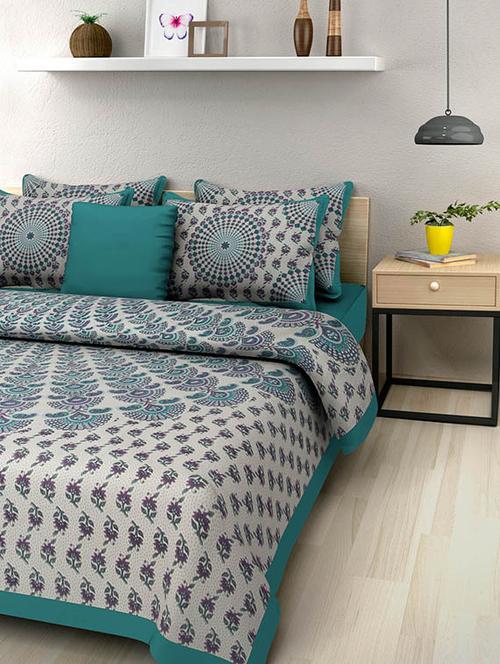 cotton jaipuri traditional double bedsheet with 2 pillow cover - 10364494 - Very Small Image - 1