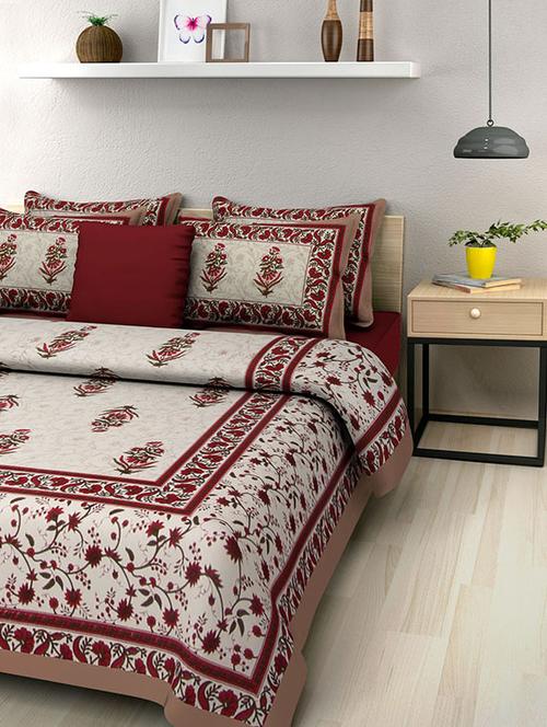 cotton jaipuri traditional double bedsheet with 2 pillwo cover - 10364496 - Very Small Image - 1