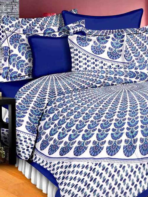 cotton jaipuri traditional double bedsheet with 2 pillwo cover - 10364505 - Very Small Image - 1