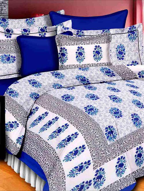cotton jaipuri traditional double bedsheet with 2 pillwo cover - 10364509 - Very Small Image - 1