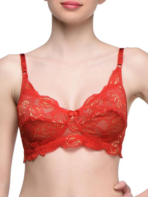 red cotton non padded bra - 1036548 - Very Small Image - 1