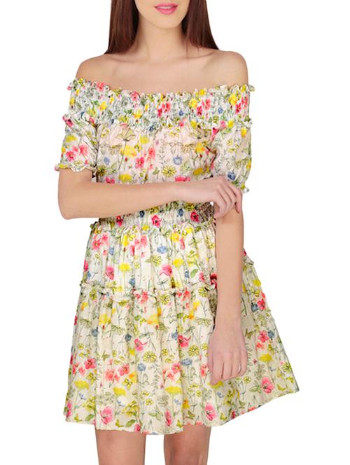 cream, multi cotton dress - 10366242 - Very Small Image - 1