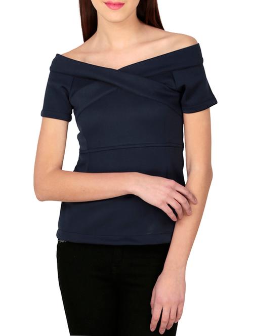 navy blue crepe top - 10366260 - Very Small Image - 1