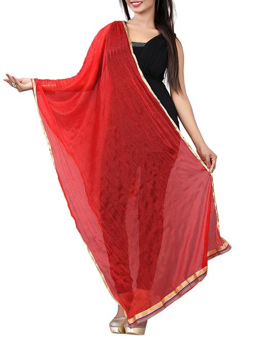 red cotton lycra dupatta - 10373766 - Very Small Image - 1