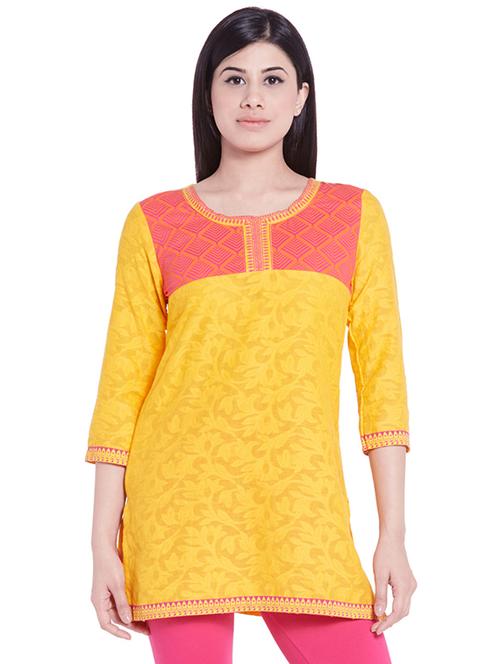 yellow cotton kurti - 10375319 - Very Small Image - 1