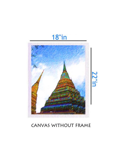 canvas temple painting without frame + silver plated rs.1000 replica note - 10376523 - Very Small Image - 1