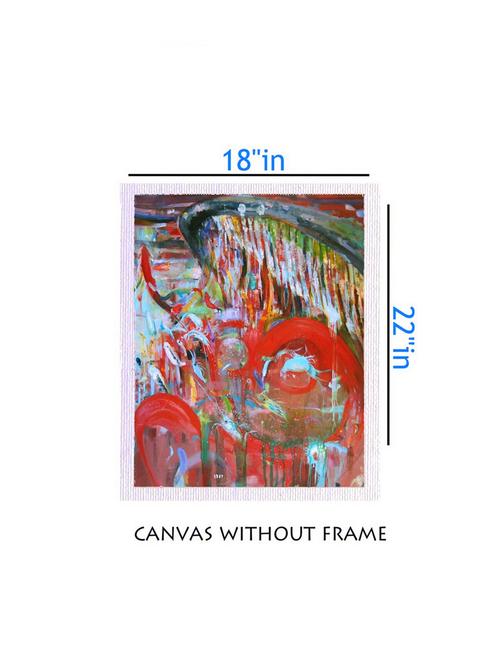 canvas multi color painting without frame + silver plated rs.1000 replica note - 10376533 - Very Small Image - 1