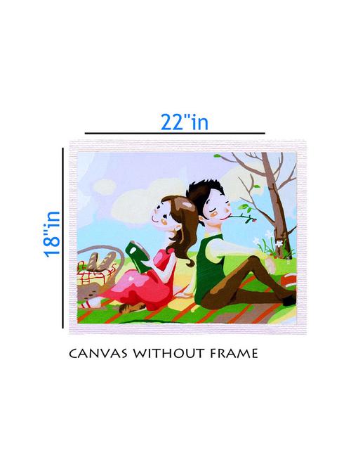 canvas boy & girl painting without frame + silver plated rs.1000 replica note - 10376539 - Very Small Image - 1