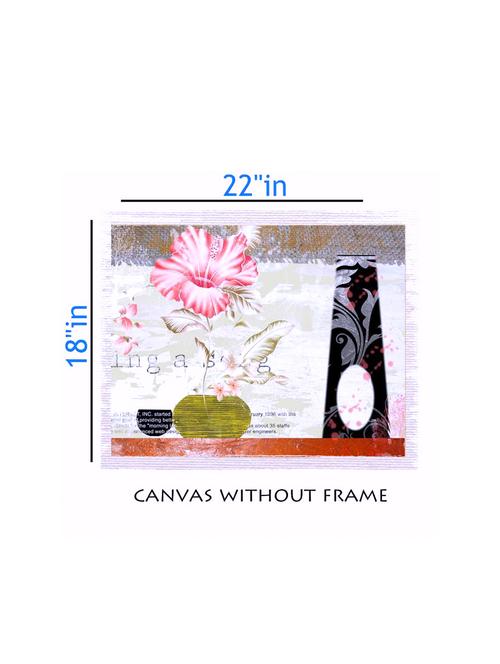 canvas floral painting without frame + silver plated rs.1000 replica note - 10376628 - Very Small Image - 1