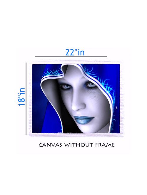 canvas blue face painting without frame + silver plated rs.1000 replica note - 10376633 - Very Small Image - 1