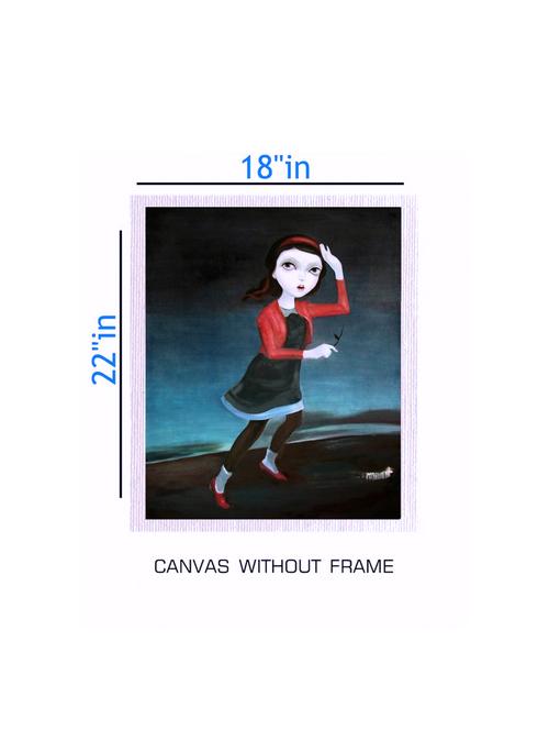 canvas girl painting without frame + silver plated rs.1000 replica note - 10376635 - Very Small Image - 1