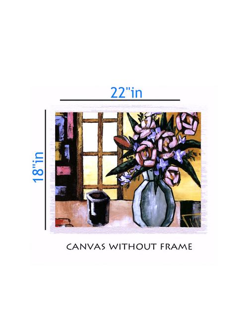 canvas flower pot painting without frame + silver plated rs.1000 replica note - 10376650 - Very Small Image - 1