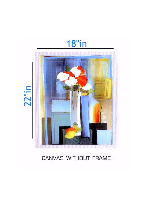 canvas flower pot painting without frame + silver plated rs.1000 replica note - 10376658 - Very Small Image - 1